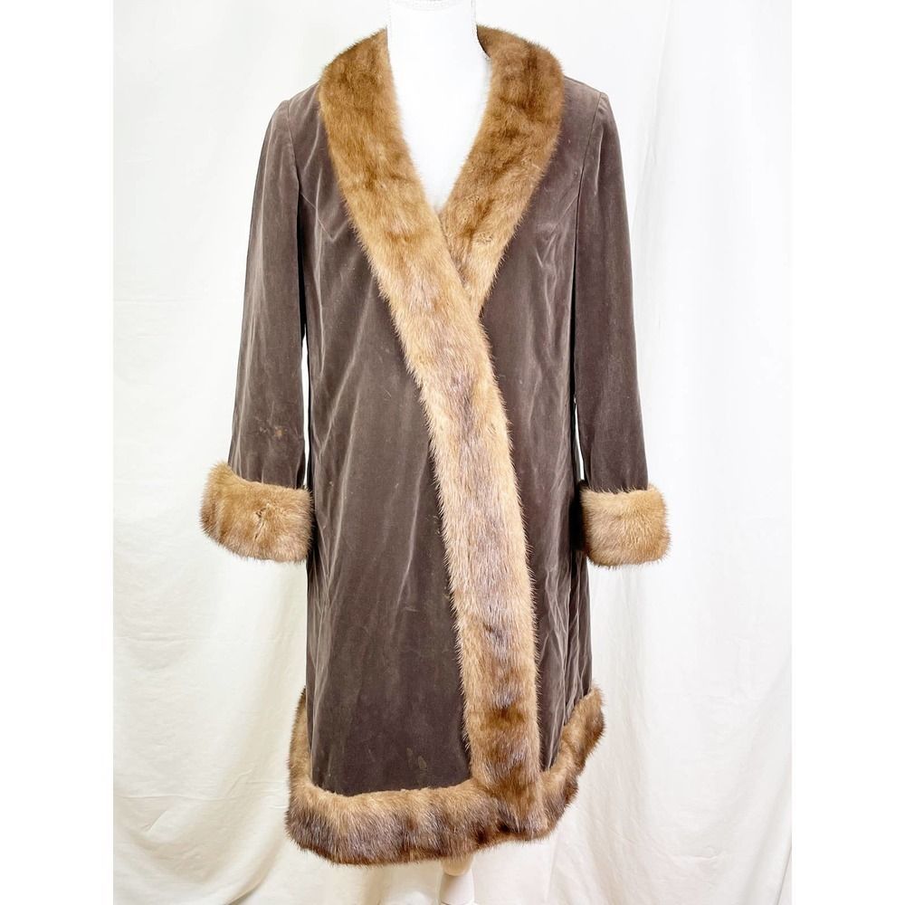 RARE 1960s Bill Blass For Maurice Rentner Velvet  Mink Trimmed Coat - Saks